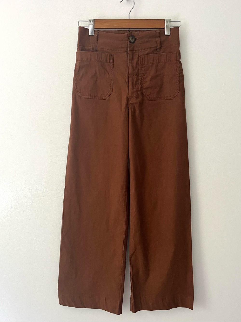 Maeve Collete Linen Blend Wide Leg Crop Pants Brown 25